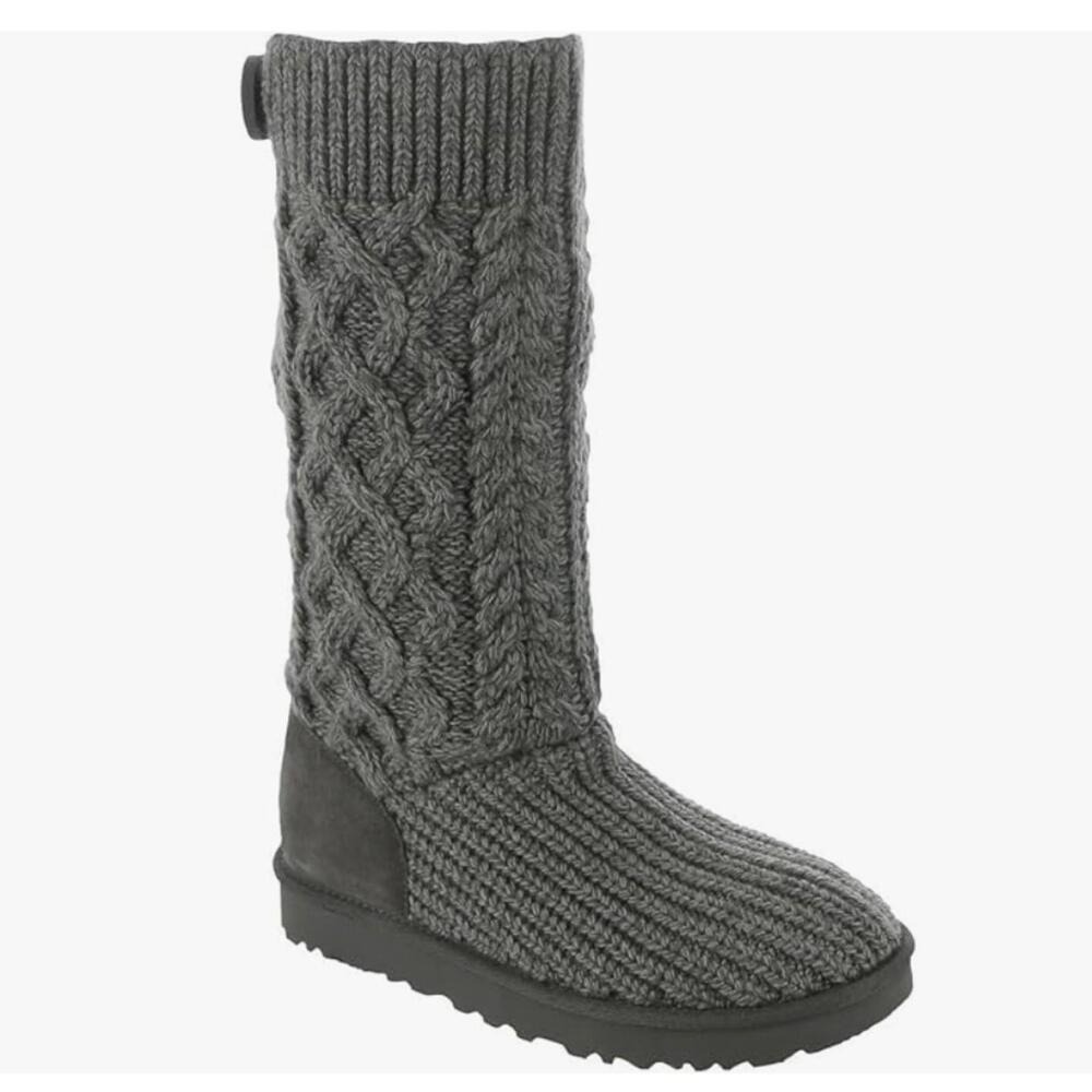 UGG Size 4 Girls‎ Classic Cardy Cable Knit Boots Sweater Side Zip Cardi Kids